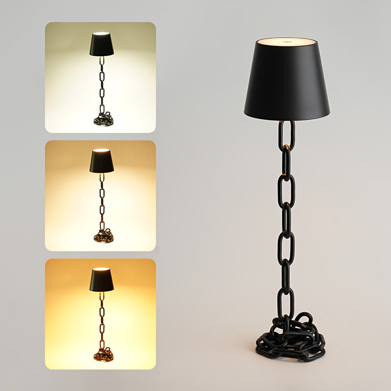 Elara Haus Chain Link Base Table Lamp with Fabric Shade
