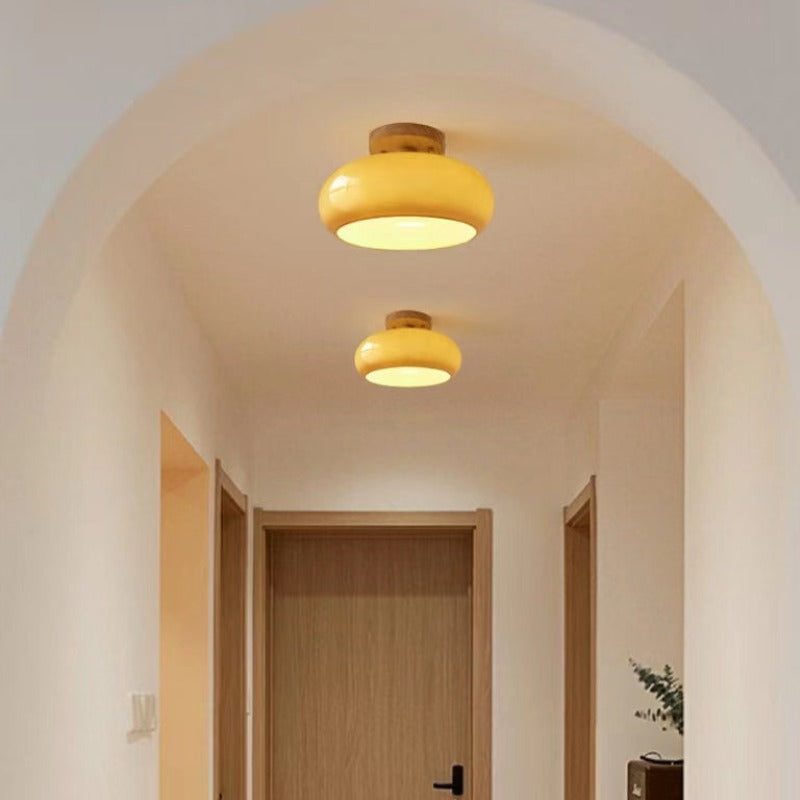 Elara Haus Flush Mount Ceiling Light - Wood and Glass LED Ceiling Lights 6