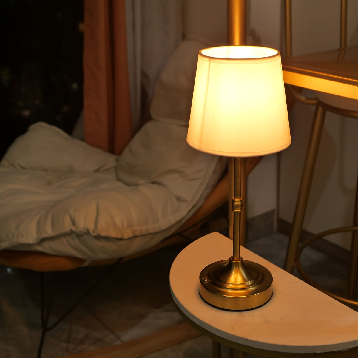 Elara Haus Rechargeable Metal Desk Lamp with Fabric Shade