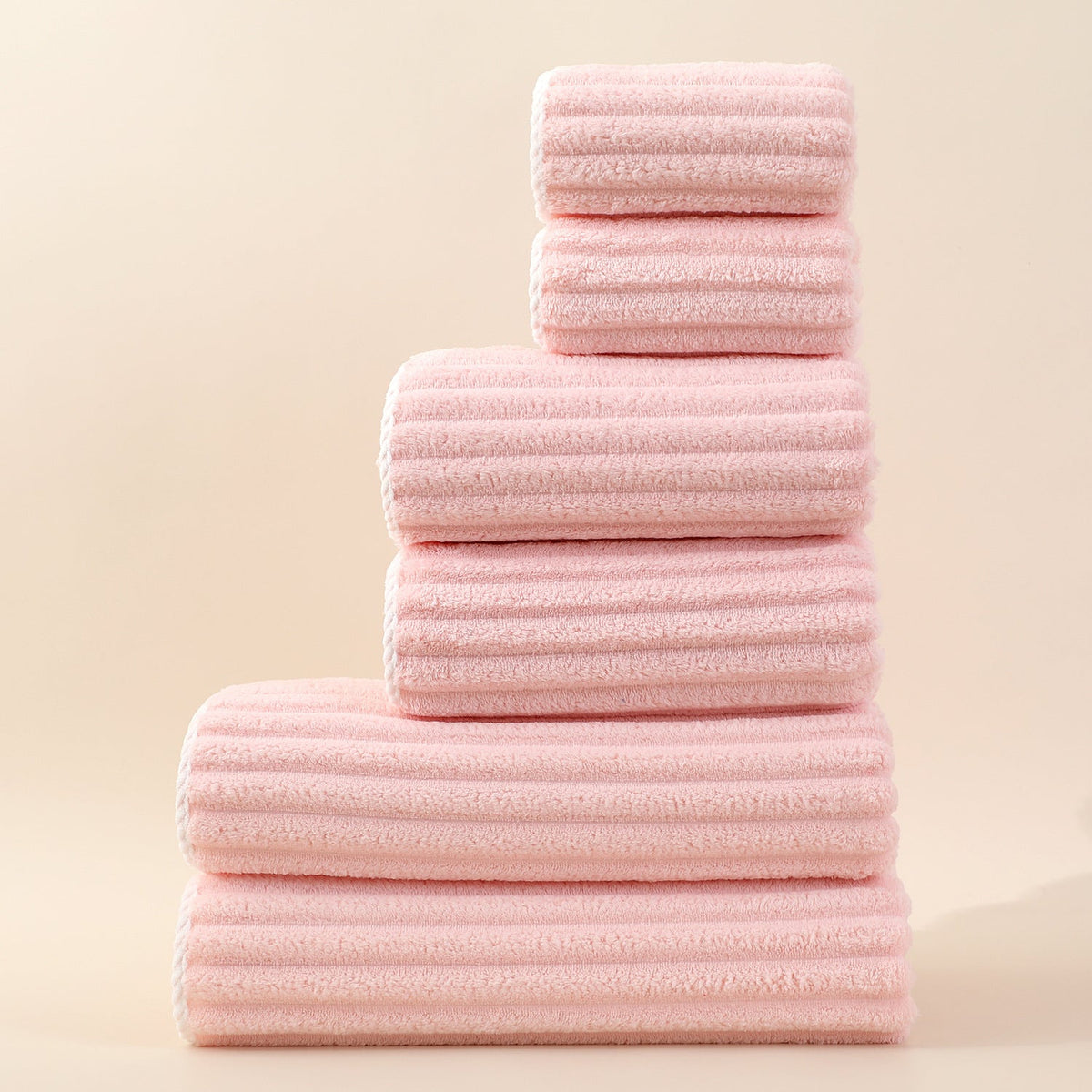 Striped Absorbent Coral Fleece Face Towel Set 13