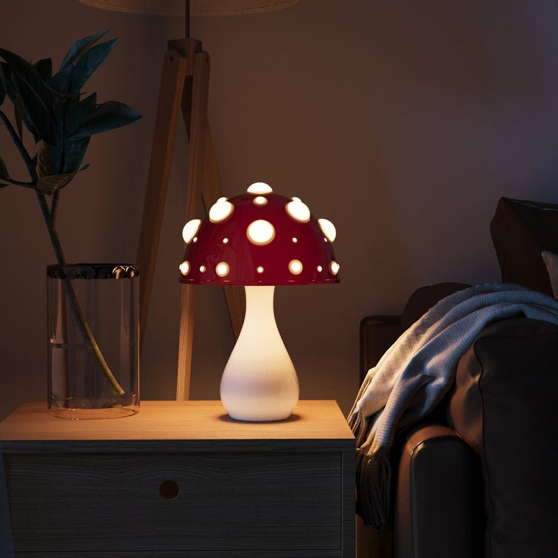 Elara Haus Spotted Mushroom Table Lamp