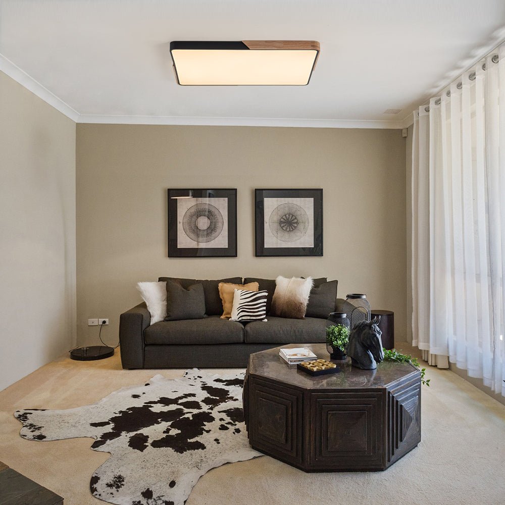 Elara Haus Wood-Trimmed Overhead Panel Lamp