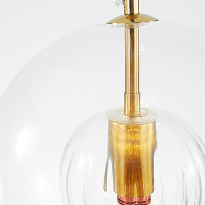Clear Glass Globe Pendant Light with Ribbed Inner Shade