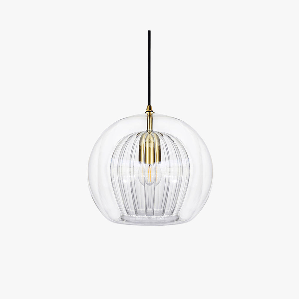 June Glass Globe Pendant Light Clear &Amber 1