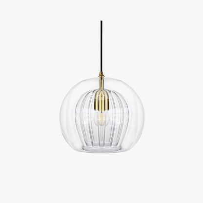 June Glass Globe Pendant Light Clear &Amber 1