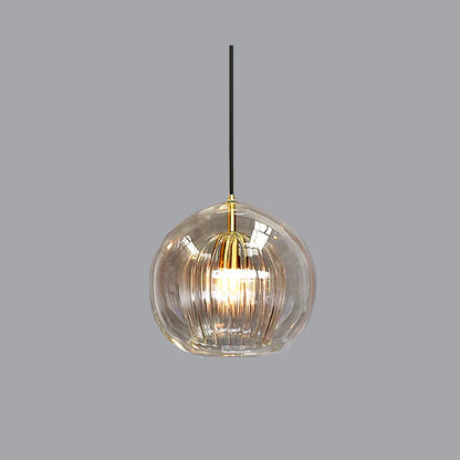 June Glass Globe Pendant Light Clear &Amber 5