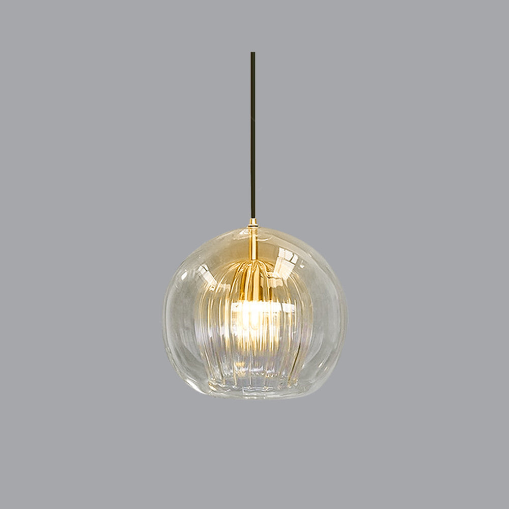 June Glass Globe Pendant Light Clear &Amber 6