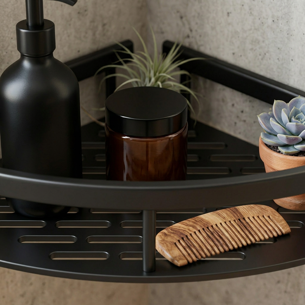 Corner Shower Shelf with Perforated Base