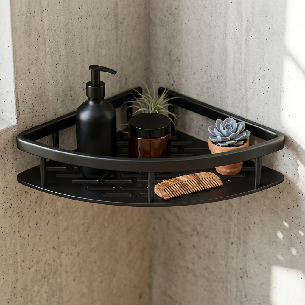 Corner Shower Shelf with Perforated Base