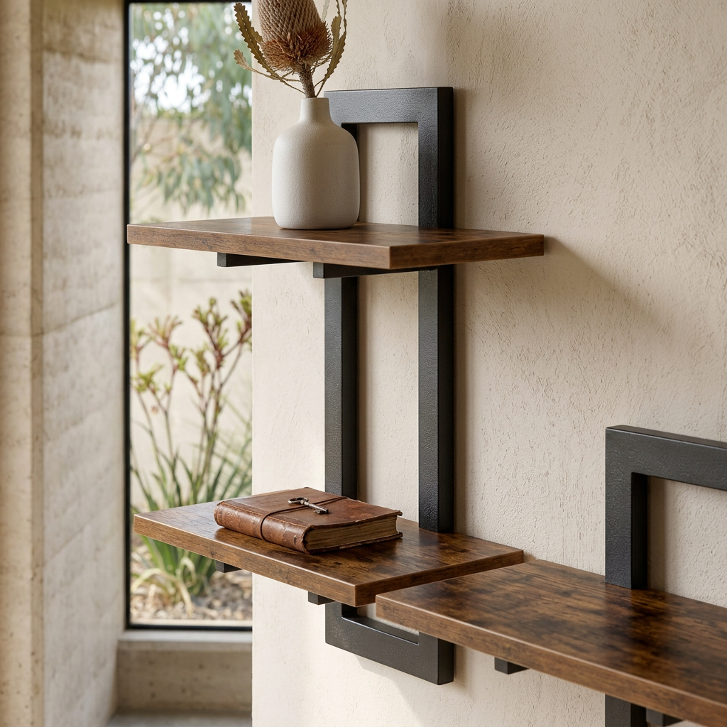 Elara Haus 2-Tier Metal Frame Wall Shelves Set