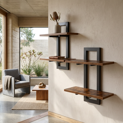 Elara Haus 2-Tier Metal Frame Wall Shelves Set