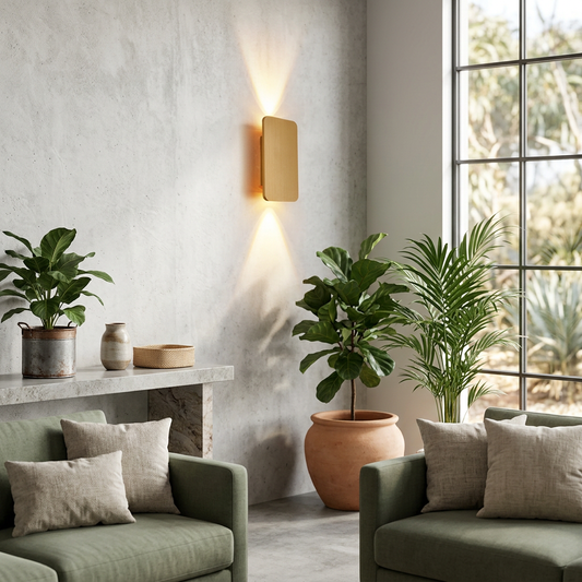 Elara Haus Brushed Metal Dual-Beam Wall Light