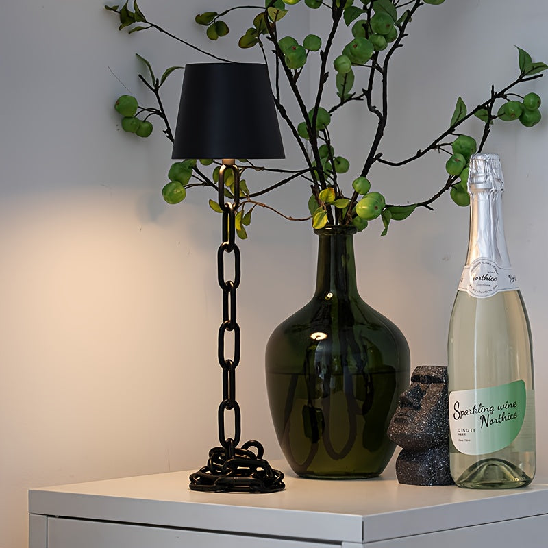 Elara Haus Chain Link Base Table Lamp with Fabric Shade