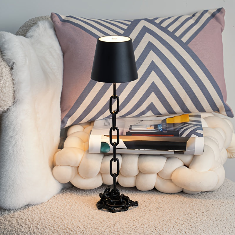 Elara Haus Chain Link Base Table Lamp with Fabric Shade
