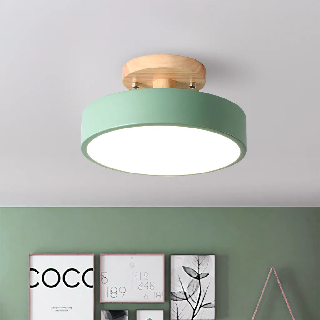 Eir Macaron Round Wood Grain Ceiling Lamp 7