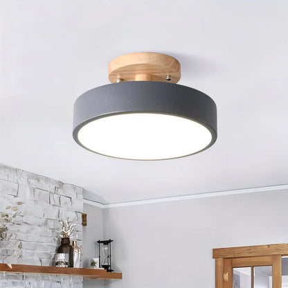 Eir Macaron Round Wood Grain Ceiling Lamp 10