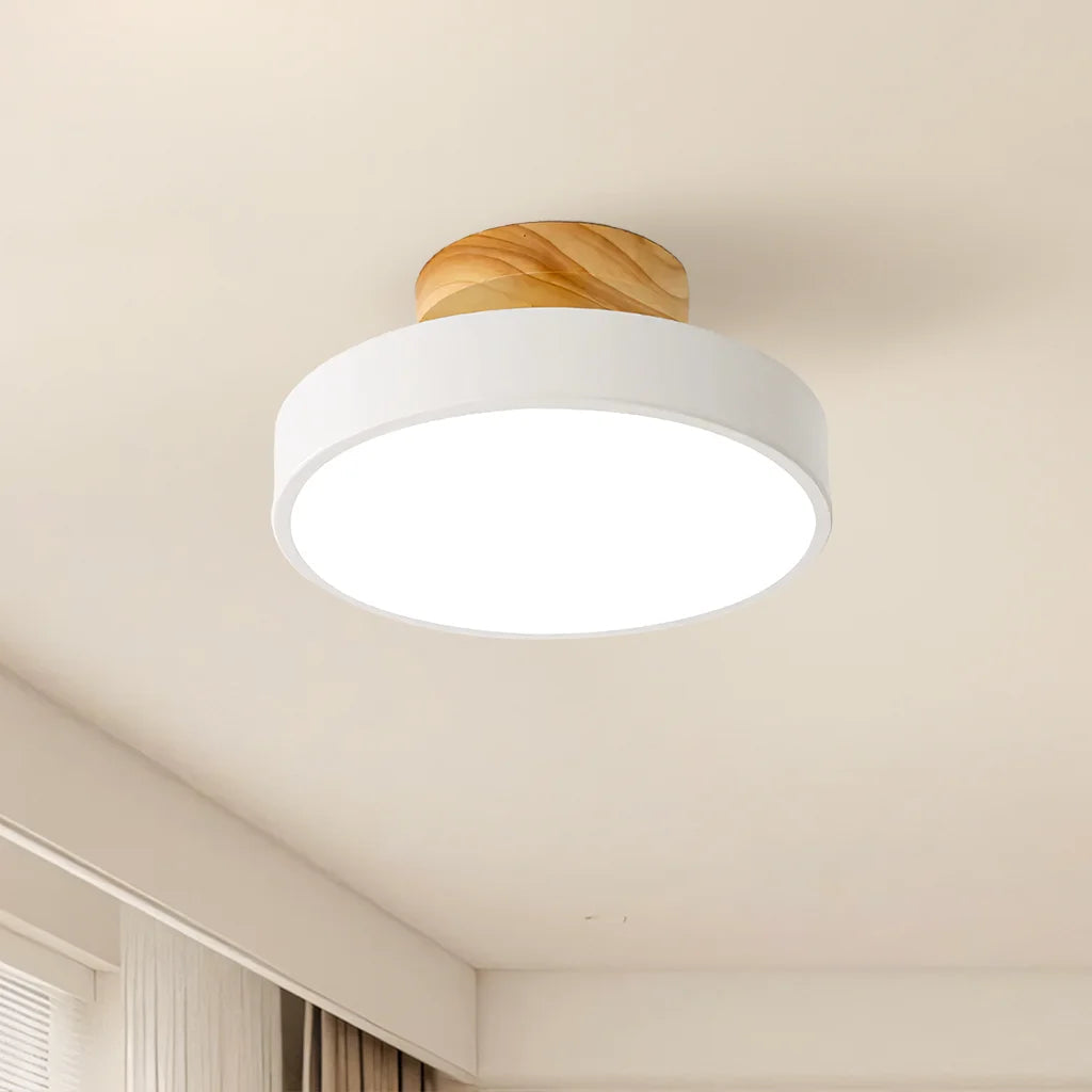 Eir Macaron Round Wood Grain Ceiling Lamp 0