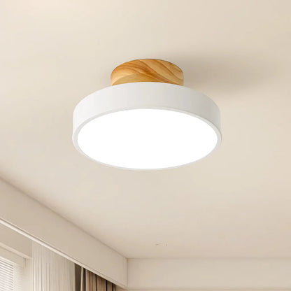 Eir Macaron Round Wood Grain Ceiling Lamp 0