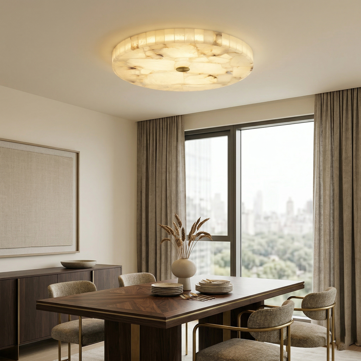 Elara Haus Circular Pieced Stone Ceiling Lamp