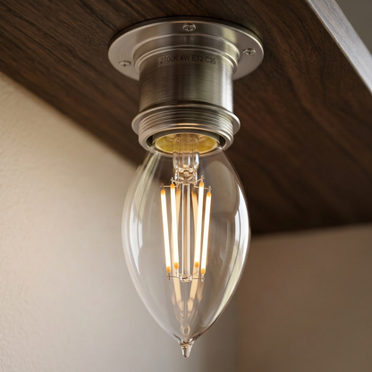Elara Haus Clear Glass Candelabra LED Filament Bulb with Screw Base