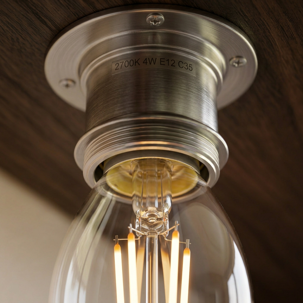 Elara Haus Clear Glass Candelabra LED Filament Bulb with Screw Base