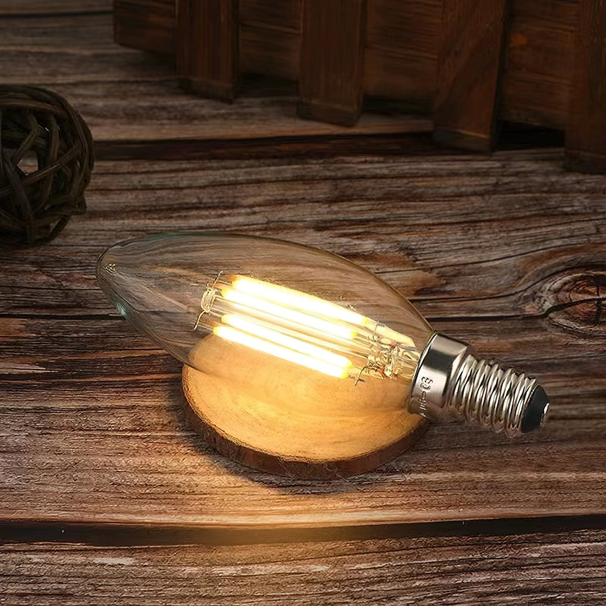 Elara Haus Clear Glass Candelabra LED Filament Bulb with Screw Base