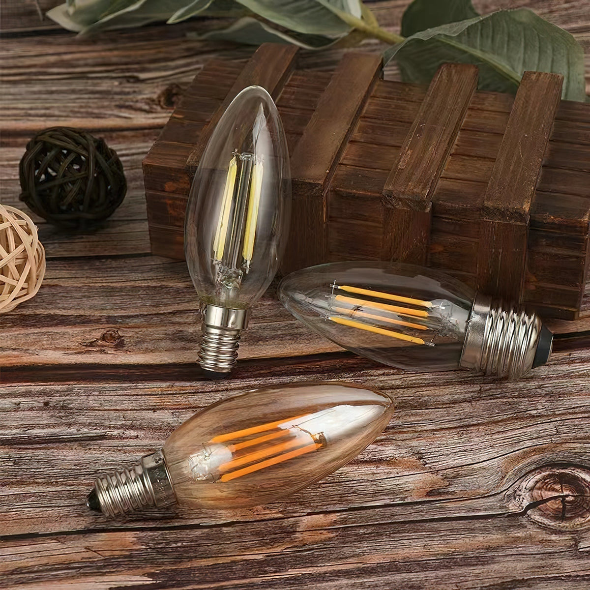 Elara Haus Clear Glass Candelabra LED Filament Bulb with Screw Base