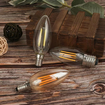 Elara Haus Clear Glass Candelabra LED Filament Bulb with Screw Base