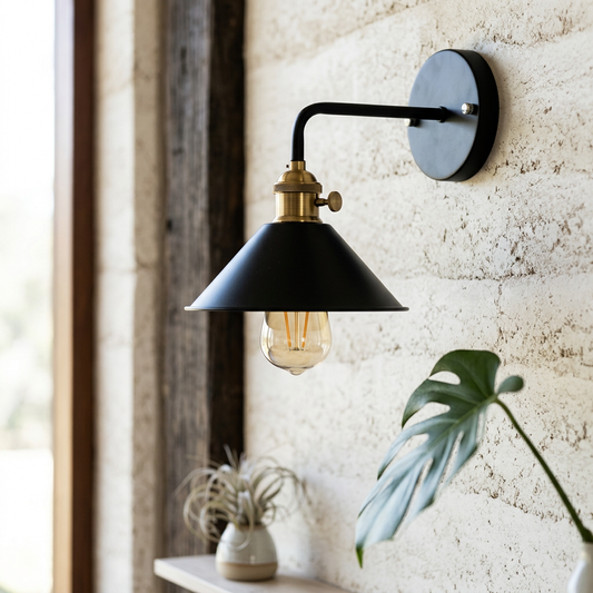 Elara Haus Conical Metal Shade Wall Sconce