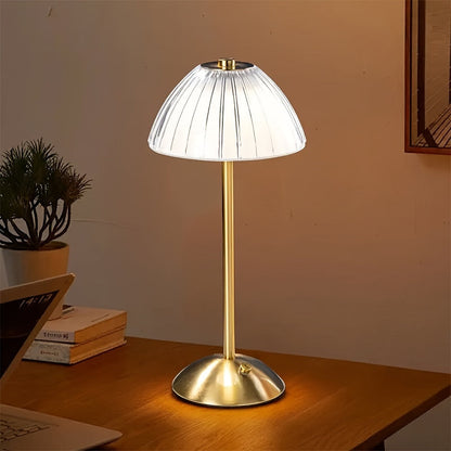 Elara Haus Cordless LED Table Lamp with Fluted Acrylic Shade