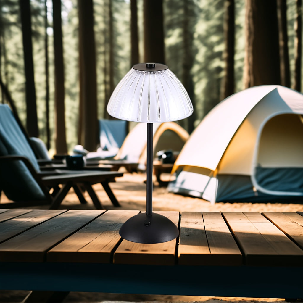 Elara Haus Cordless LED Table Lamp with Fluted Acrylic Shade