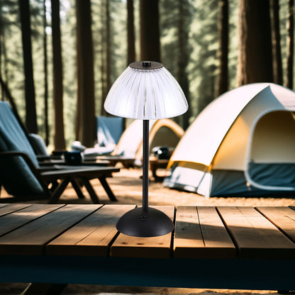 Elara Haus Cordless LED Table Lamp with Fluted Acrylic Shade