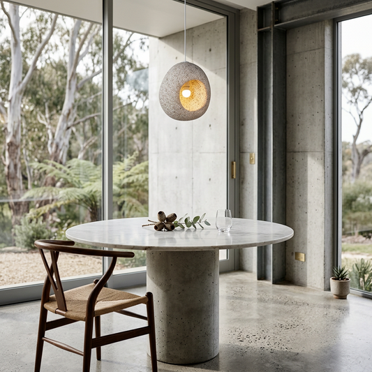 Elara Haus Curved Hollow Sphere Pendant Lamp with Angled Opening