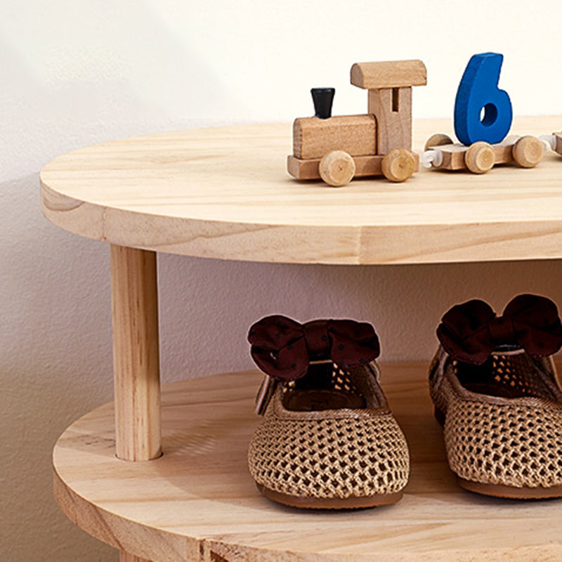 Elara Haus Curved Open Shelf Wood Shoe Rack