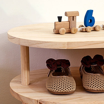 Elara Haus Curved Open Shelf Wood Shoe Rack