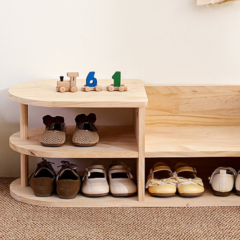 Elara Haus Curved Open Shelf Wood Shoe Rack