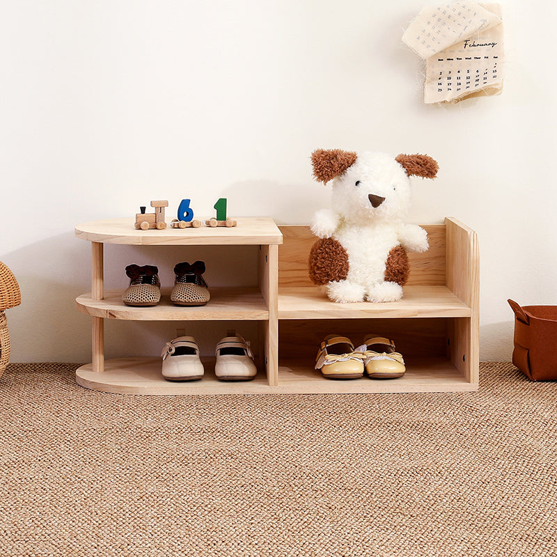 Elara Haus Curved Open Shelf Wood Shoe Rack