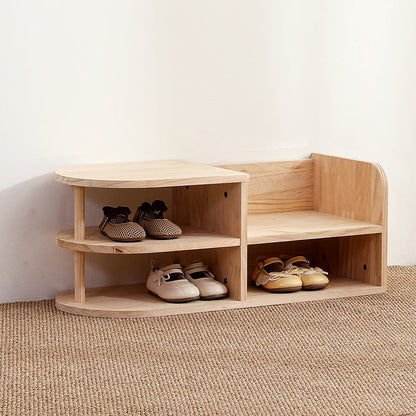 Elara Haus Curved Open Shelf Wood Shoe Rack