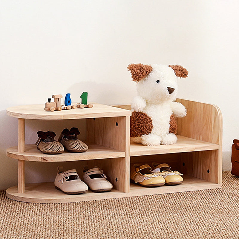 Elara Haus Curved Open Shelf Wood Shoe Rack