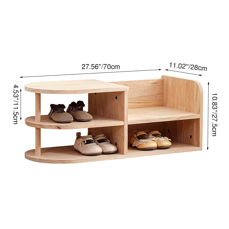 Elara Haus Curved Open Shelf Wood Shoe Rack