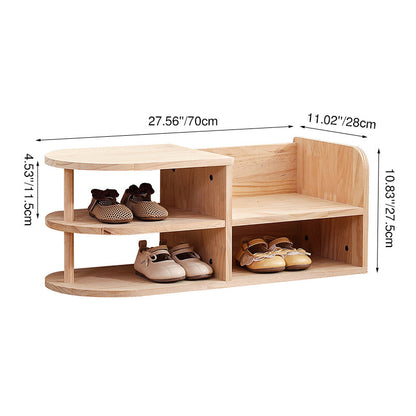 Elara Haus Curved Open Shelf Wood Shoe Rack