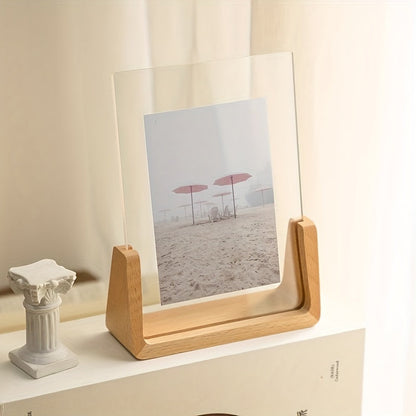 Elara Haus Double-Sided Rotating Wooden Photo Frame