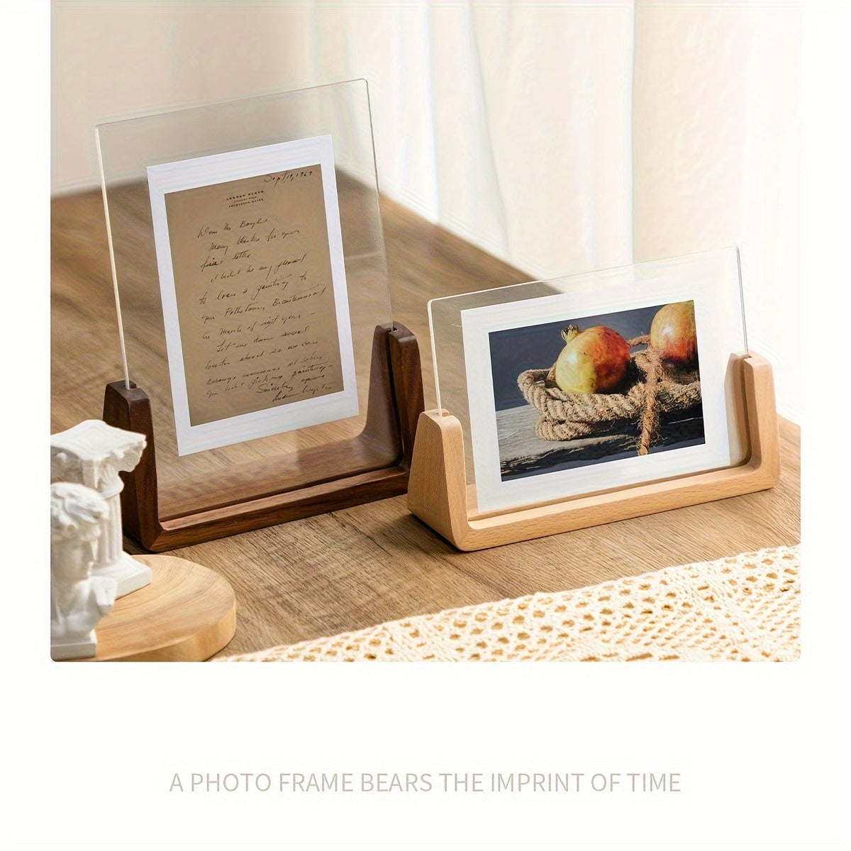 Elara Haus Double-Sided Rotating Wooden Photo Frame