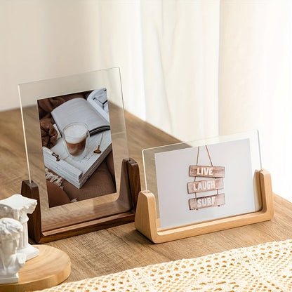 Elara Haus Double-Sided Rotating Wooden Photo Frame