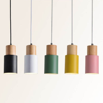 Nordic Macaron Cylinder Aluminum 1-Light Single LED Pendant Light 9