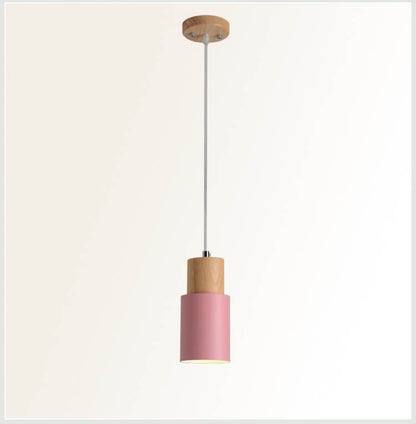 Nordic Macaron Cylinder Aluminum 1-Light Single LED Pendant Light 12