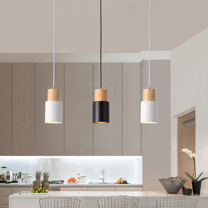 Nordic Macaron Cylinder Aluminum 1-Light Single LED Pendant Light 1