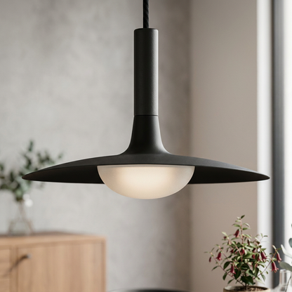 Elara Haus Flared Cone Pendant Light with Cylindrical Neck Stem
