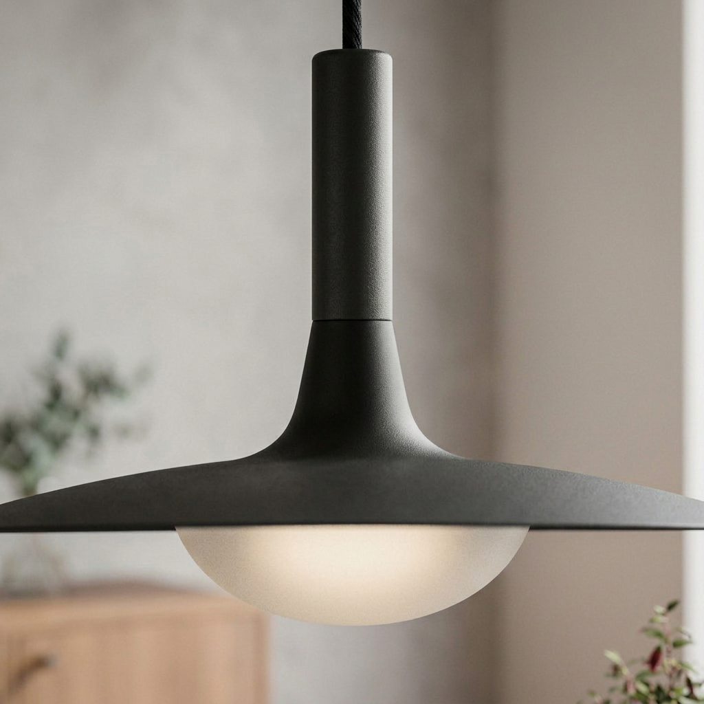 Elara Haus Flared Cone Pendant Light with Cylindrical Neck Stem