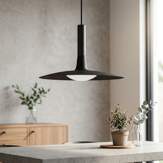 Elara Haus Flared Cone Pendant Light with Cylindrical Neck Stem